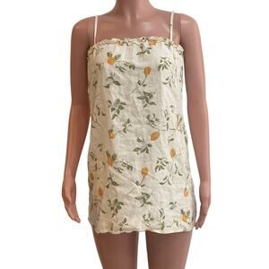 Reformation Ama Mini Dress XS Citron Lemon Floral Print Linen - Missing Belt